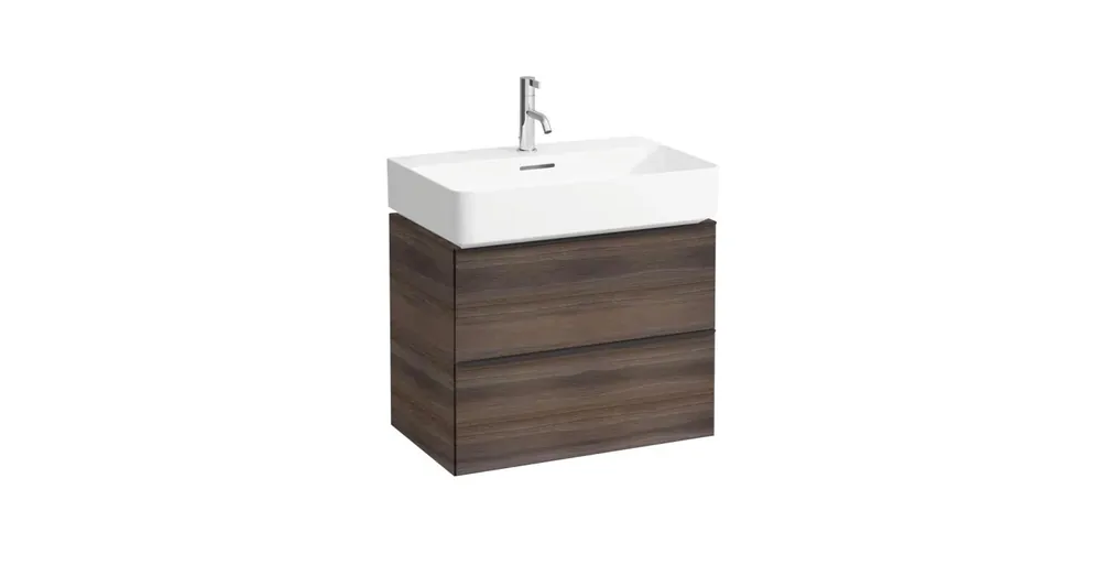 LAUFEN SPACE Alsószekrény, 2 fiókkal, 810284 tip. mosdóhoz, Sötét szilfa, sötbarna alu kilinccsel 63.5X52X41 - H4101621601031 Szezonális akció