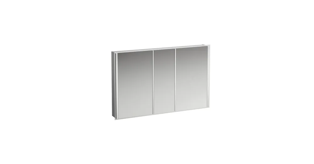 LAUFEN FRAME 25 Alumínium tükrös szekrény, függőleges LED- világítással, háttérvilágítás, Fényes fehér 120X75X15 - H4088749001451 Bestseller