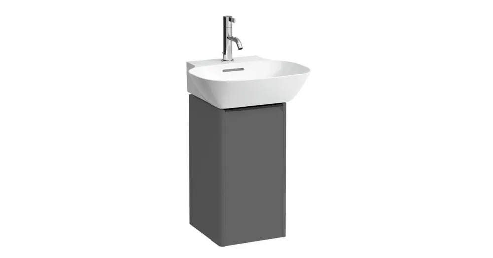 LAUFEN BASE Alsószekrény 28 × 30 × 52 cm, 1 ajtó, bal oldali zsanérral, 1 belső polccal, Traffic Grey H4030131102661 Outlet