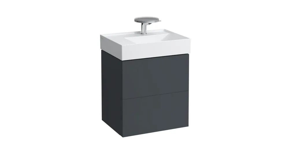 Exkluzív ajánlat LAUFEN KARTELL BY LAUFEN Alsószekrény két fiókkal, fiókelosztóval, bal polcos 810335 mosdóhoz, Pala szürke 60X60X45 - H4075680336421