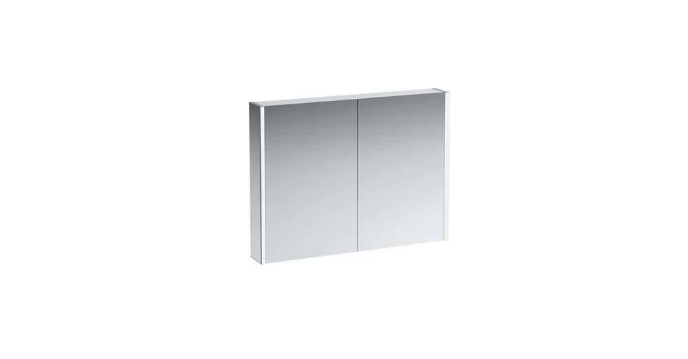 Prémium LAUFEN FRAME 25 Tükrös szekrény, alumínium, 2 LED világító elemmel és alsó háttérvilágítással H4086539001441