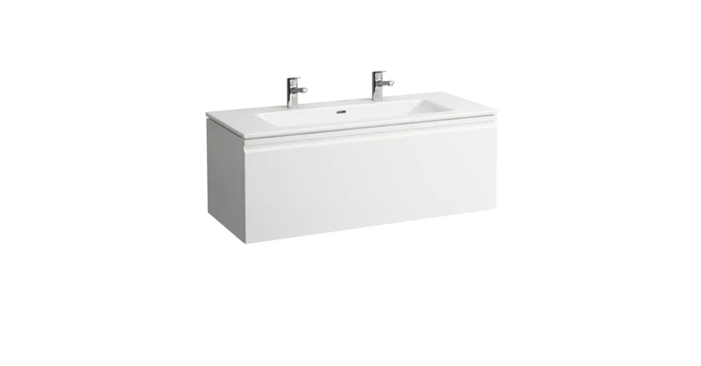 LAUFEN PRO S Mosdó és alsószekrény kombináció, fiókkal és belső fiókkal, Fényes fehér 120X46X50 - H8609684751071 Gyors kiszállítás