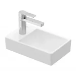 Kiárusítás Villeroy & Boch Avento 36 x 22 cm-es kézmosó túlfolyó nélkül, csaplyuk a bal oldalon Stone White CeramicPlus felülettel - 43003RRW