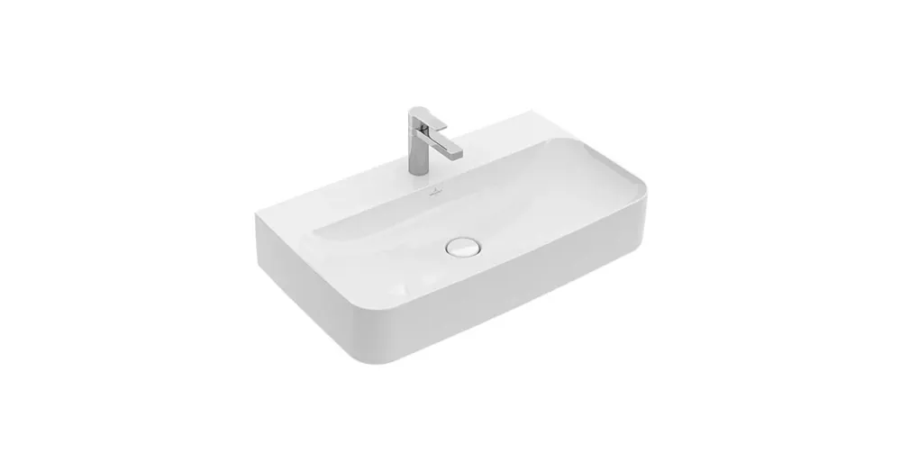 Villeroy & Boch Finion 80 x 47 cm-es mosdó 1 csaplyukkal Stone White CeramicPlus felülettel túlfolyó nélkül - 41688LRW Vásárlói kedvenc