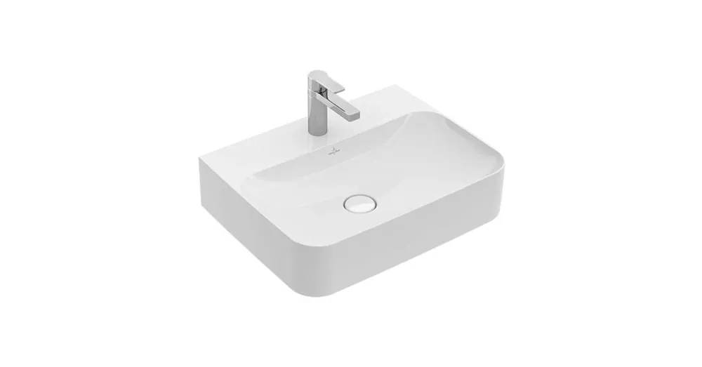 Villeroy & Boch Finion 60 x 47 cm-es mosdó 1 csaplyukkal Stone White CeramicPlus felülettel túlfolyó nélkül - 41686LRW Utolsó esély