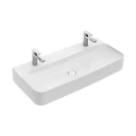 Biztonságos fizetés Villeroy & Boch Finion 100 x 47 cm-es mosdó 2 csaplyukkal Stone White CeramicPlus felülettel túlfolyó nélkül - 41681LRW
