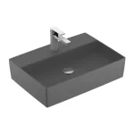 Újdonság Villeroy & Boch Memento 2.0 60 x 42 cm-es ráültethető mosdó 1 csaplyukkal Graphite CeramicPlus felülettel túlfolyó nélkül - 4A0761I4