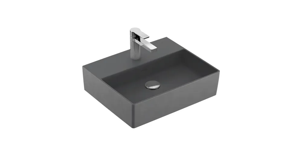 Azonnal elérhető Villeroy & Boch Memento 2.0 50 x 42 cm-es mosdó 1 csaplyukkal Graphite CeramicPlus felülettel túlfolyó nélkül - 4A2251I4