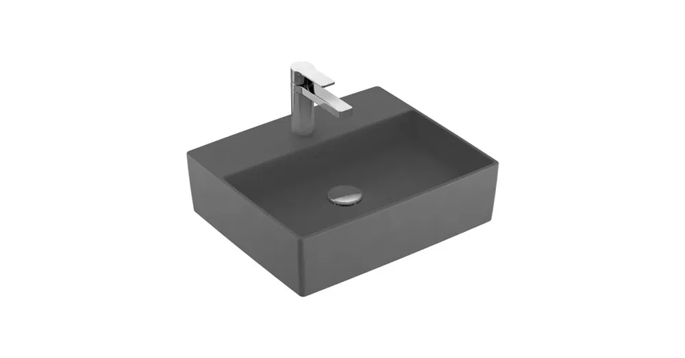 Villeroy & Boch Memento 2.0 50 x 42 cm-es ráültethető mosdó 1 csaplyukkal Graphite CeramicPlus felülettel túlfolyó nélkül - 4A0751I4 Biztonságos fizetés