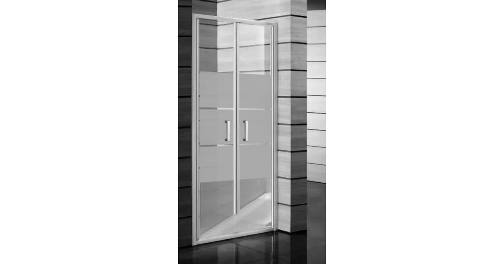 JIKA LYRA PLUS Kettős zuhanyajtó, 90 cm, csíkos üveg, fehér fogantyúval H2563820006651 Exkluzív ajánlat