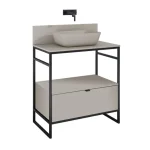 AREZZO design NEBO alsószekrény 80 cm-es, 1 fiókkal, matt beige, matt fekete (2 doboz) AR-168758SET Legnépszerűbb