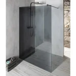 Végkiárusítás Sapho VARIO BLACK Fix zuhanyfal, fali profillal, merőleges merevítő nélkül, füst üveg, 1200mm (GX1312GX1014)