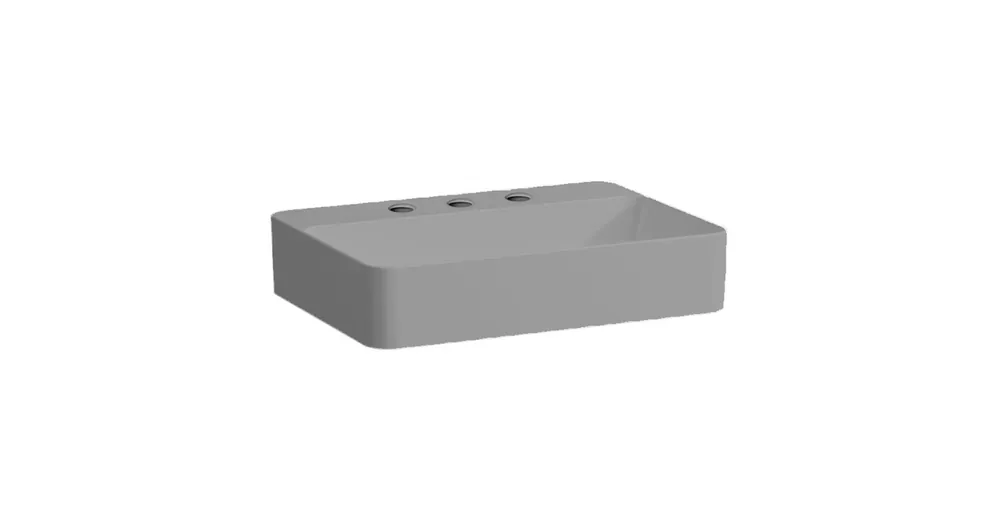 Kedvezményes ár LAUFEN VAL Mosdó tál, csaplyuk paddal, három csaplyukkal, túlfolyónyílás nélkül, Graphite matt H8122847581581