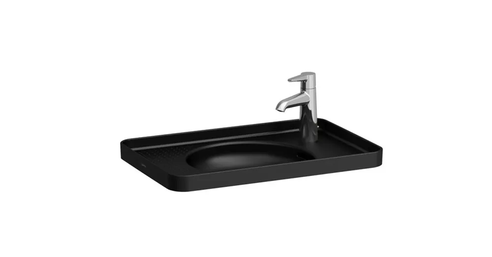 LAUFEN VAL Beültethető mosdó, túlfolyónyílás nélkül, 1 csaplyukkal jobb oldalon, Fekete matt H8172817161141 Expressz kézbesítés
