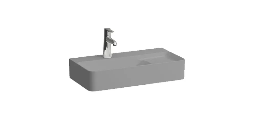 Expressz szállítás LAUFEN VAL Mosdó, „compact” alsó felülete csiszolt, jobb oldali félig száraz zónával, túlfolyónyílás nélkül, egy csaplyukkal, Graphite matt H8172857581111