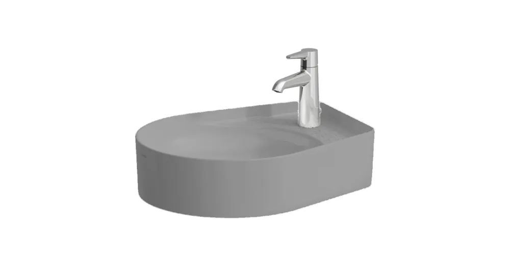 Alacsony ár LAUFEN VAL Mosdó tál, félig száraz zónával, illetve armatúrapaddal, túlfolyónyílás nélkül, egy csaplyukkal, Graphite matt H8122817581111