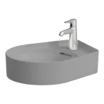 Végkiárusítás LAUFEN VAL Mosdó tál, félig száraz zónával, illetve armatúrapaddal, egy csaplyuk, középen, Graphite matt H8122817581041