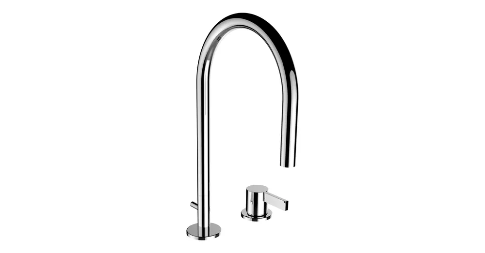 Biztonságos fizetés LAUFEN Kartell LAUFEN 2 csaplyukas mosdó csaptelep, elfordítható 166 mm-es kifolyócsővel, átfolyás 5,3 l/perc, húzórudas lefolyószelep működtető karral, lefolyószelep nélkül, króm H3113320042231