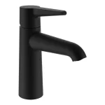 Akciós ár LAUFEN PURE Egykaros mosdó csaptelep, rögzített 110 mm kifolyócsővel húzórudas lefolyószelep nélkül, PVD matt titán fekete HF901702428000