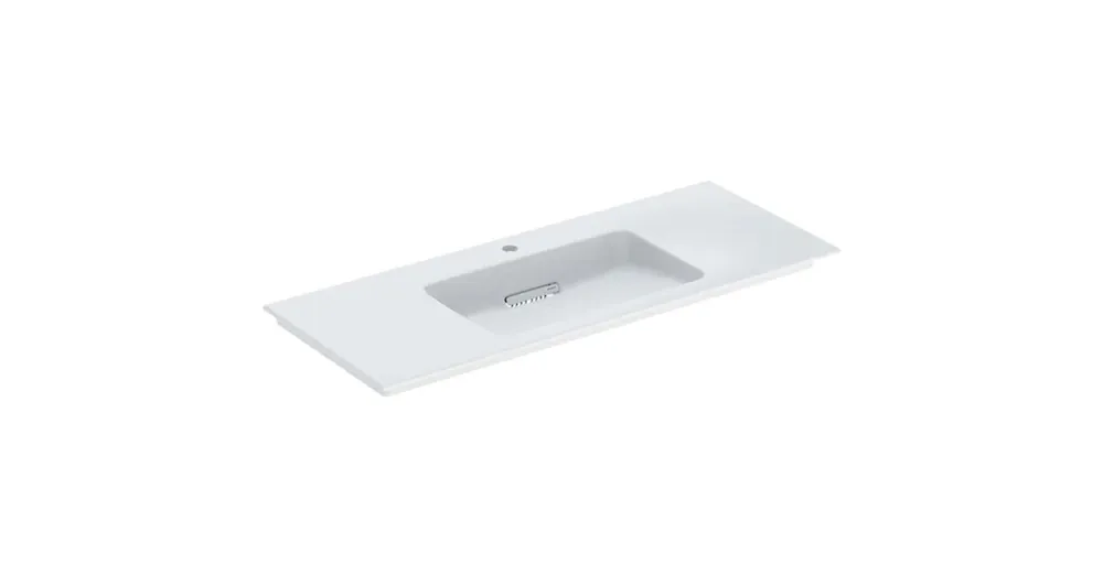 Geberit ONE mosdó hátsó lefolyóval túlfolyó nélkül 120x48 cm, KeraTect, fényes fehér 505.017.00.1 Vedd meg most