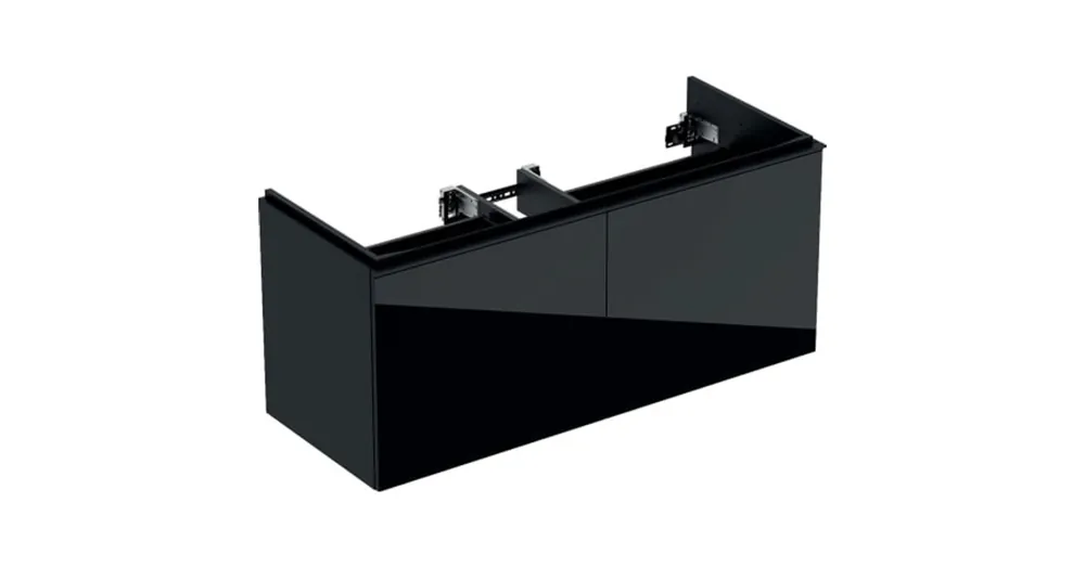 Geberit Acanto alsó szekrény dupla mosdóhoz, két fiókkal 120 cm matt fekete/fényes fekete üveg 500.613.16.1 Legjobb ár
