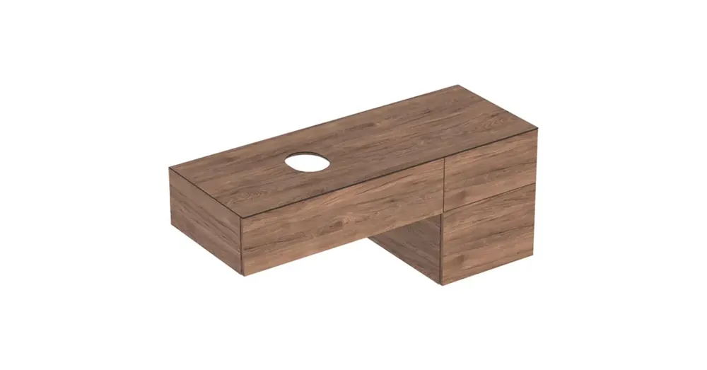 Geberit VariForm alsó szekrény pultra ültethető mosdóhoz 135x51 cm, 3 fiókkal, pakolófelülettel, hikoridió 501.192.00.1 Gyors szállítás