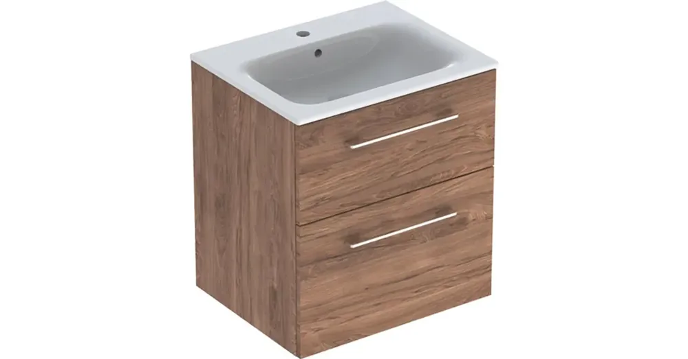 Geberit Selnova Square 2 fiókos mosdószekrény 60 cm, keskeny peremű mosdóval, hikoridió 501.238.00.1 Kiárusítás