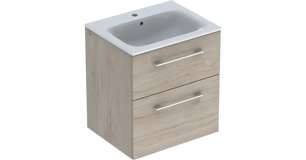 Geberit Selnova Square 2 fiókos mosdószekrény 60 cm, keskeny peremű mosdóval, világos hikoridió 501.239.00.1 Biztonságos fizetés