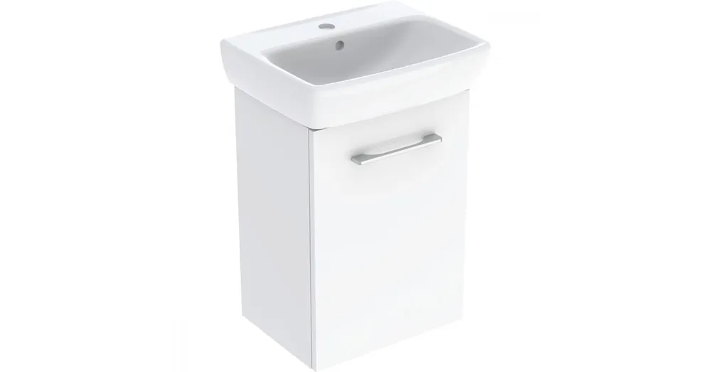 Legjobb ár Geberit Selnova Square 1 ajtós 45x35x64,9 cm szekrény kézmosóval, magasfényű fehér 502.746.00.1