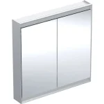 Árcsökkenés Geberit One tükrös szekrény két ajtóval 90x90 cm, világítással, aluminium 505.813.00.1