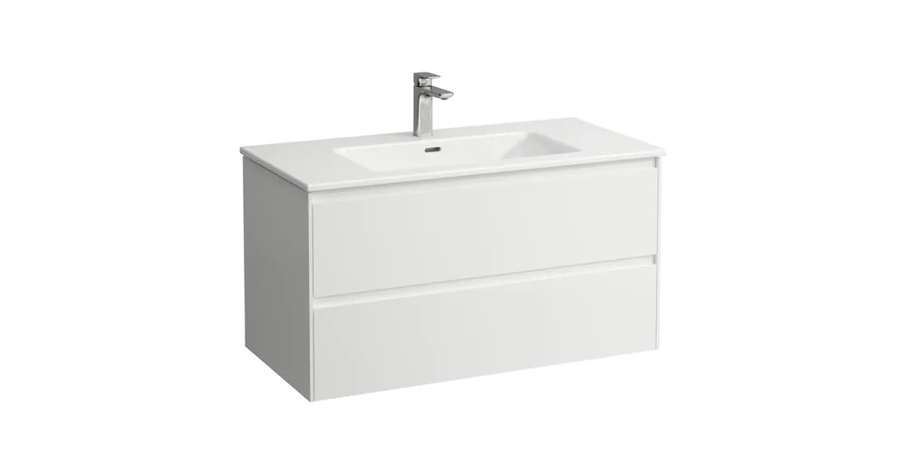 Akciós ár LAUFEN LAUFEN PRO S Kombi csomag, 100 cm, H817967 'Pro' vékony mosdó, 1 csaplyukkal, H404062 'Lani' alsószekrénnyel, 2 fiókkal, egy csaplyuk, középen, Matt fehér H8649672601041