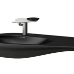 Árengedmény LAUFEN ILBAGNOALESSI Mosdó, 90 cm, pult jobb oldalon, rejtett túlfolyóval, kerámia lefolyószelep takaróval, egy csaplyuk, középen, Matt fekete H8149757161041