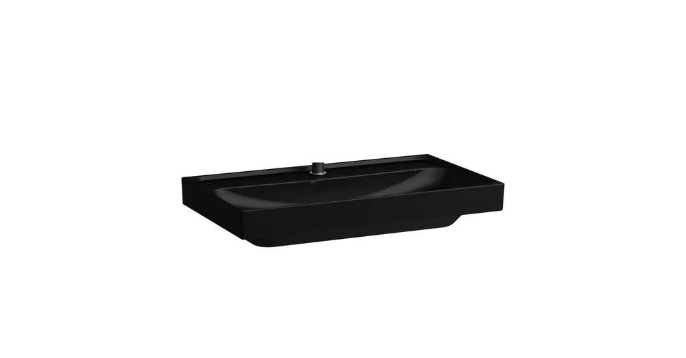 Outlet LAUFEN MEDA Mosdó, 80 cm, csiszolt alsó felülettel három csaplyukkal, túlfolyónyílás nélkül, Fekete matt H8161177161581