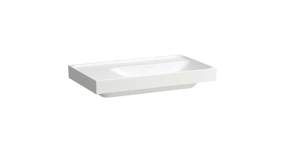 Szuper ajánlat LAUFEN MEDA Mosdó, 80 cm, bal oldali pulttal túlfolyónyílás nélkül, csaplyuk nélkül, Matt fehér H8171157571121
