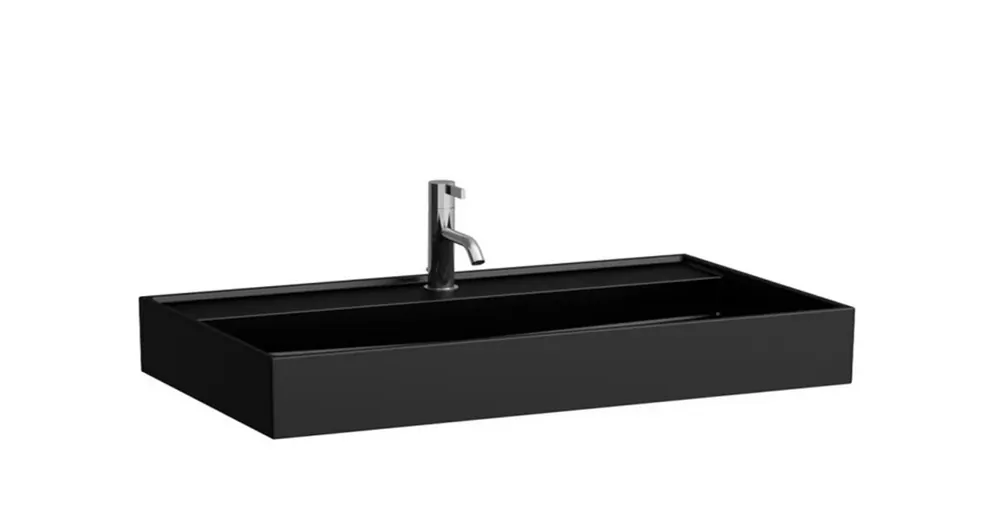 LAUFEN Kartell LAUFEN Mosdótál, alsó felülete csiszolt túlfolyónyílás nélkül, egy csaplyukkal, Fényes fekete H8163370201111 Kedvezményes ár