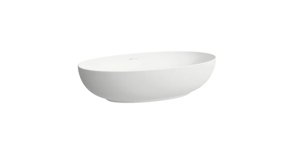 Végkiárusítás LAUFEN ILBAGNOALESSI Mosdótál, 70 cm, ovális, kerámia lefolyószelep takaróval, túlfolyónyílás nélkül, csaplyuk nélkül, Matt fehér H8189777571121
