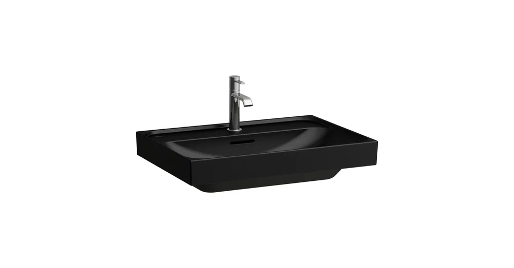 LAUFEN MEDA Mosdó, 65 cm, csiszolt alsó felülettel, egy csaplyuk, középen, Fekete matt H8161147161041 Különleges ajánlat