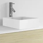 Riho Thin Solid Surface pultra ültethető szögletes mosdó, csaplyuk nélkül, 38x38x14cm, Matt Fehér W023001105 Akció