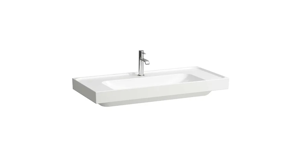 LAUFEN MEDA Mosdó, 100 cm, bal és jobb oldali pulttal, csiszolt alsó felülettel, túlfolyónyílás nélkül, egy csaplyukkal, Fehér LCC bevonattal H8161194001111 Akció