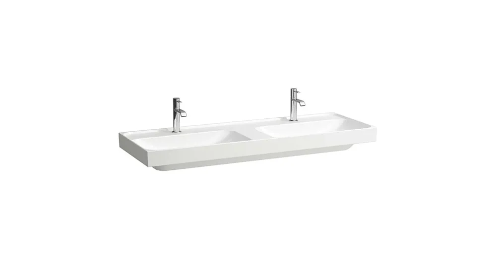 Biztonságos vásárlás LAUFEN MEDA Dupla mosdó, 130 cm, túlfolyónyílás nélkül, egy csaplyukkal, Fehér LCC bevonattal H8141124001111