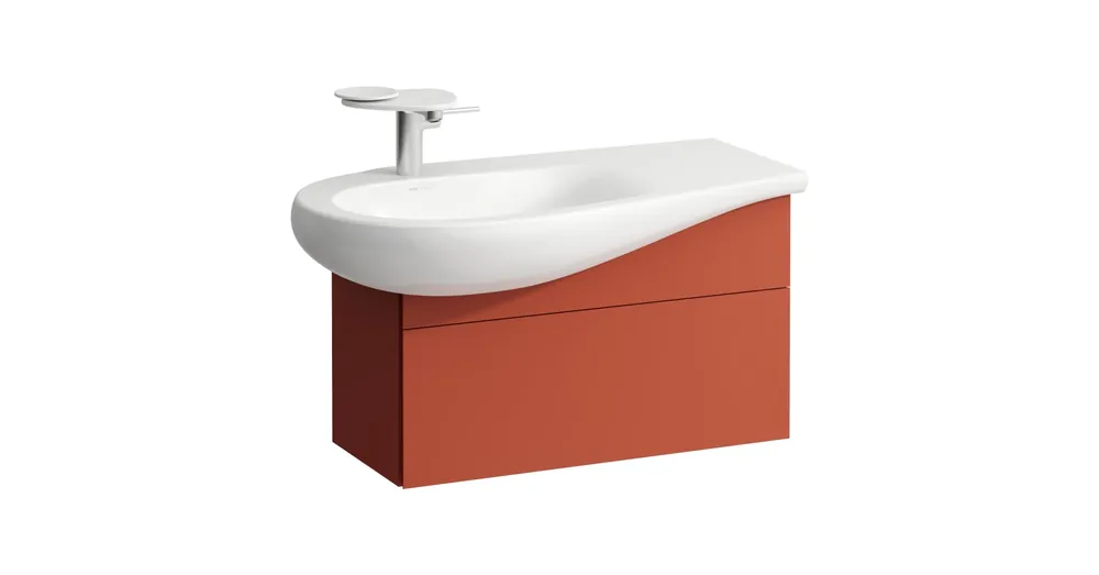 LAUFEN ILBAGNOALESSI Alsószekrény, 90 cm, kivágással bal oldalon, 1 fiókkal, finoman záródó mechanizmussal, H814975 mosdóhoz, Terracotta H4304010972691 Kihagyhatatlan ajánlat