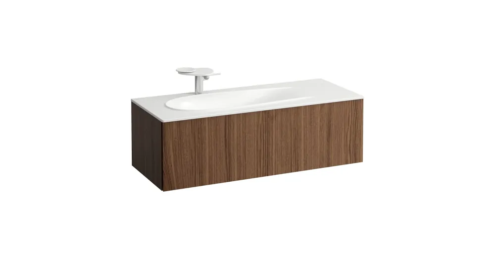 LAUFEN ILBAGNOALESSI Alsószekrény, 120 cm, kivágással bal oldalon, 1 fiókkal, finoman záródó mechanizmussal, H817979 mosdóhoz, Natúrfa Furnér H4304410976301 Szezonális akció