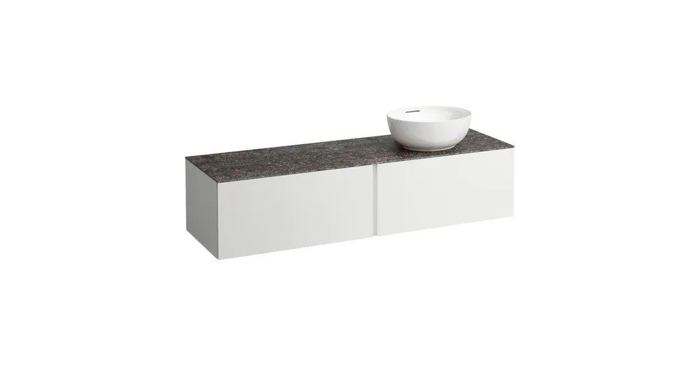 Biztonságos fizetés LAUFEN ILBAGNOALESSI Fiókos elem, 160 cm, kivágással jobb oldalon, 2 fiókkal, Marrone Naturale felülettel, csaplyuk kivágással, H818975, H818976, H818977, H818978 mosdókhoz, Matt Fehér H4323560972601