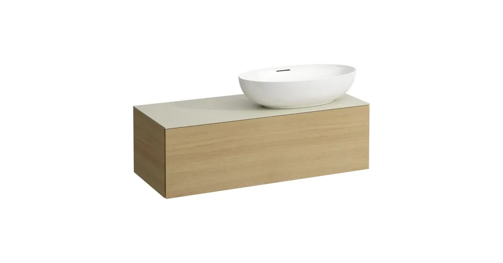 LAUFEN ILBAGNOALESSI Fiókos elem, 120 cm, kivágással jobb oldalon, 1 fiókkal, Calce Avorio felülettel, csaplyuk kivágással, H818977,H818978 mosdókhoz, Világos Tölgy H4313190972501 Kiárusítás
