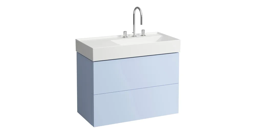 LAUFEN Kartell LAUFEN Alsószekrény két fiókkal, fiókelosztóval, bal polcos 810339 mosdóhoz, Szürkéskék H4076080336451 Csak ma
