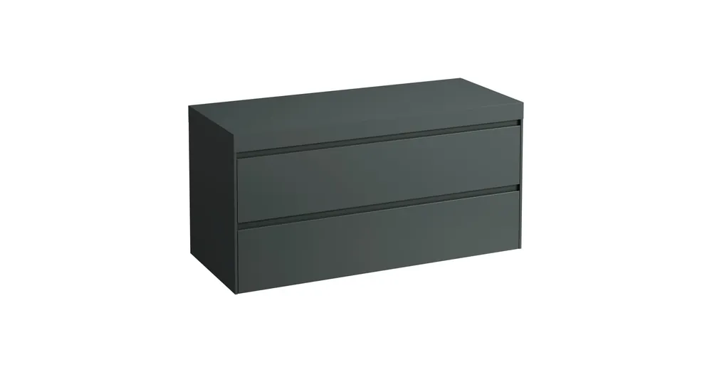 LAUFEN LANI Moduláris alsószekrény, 120 cm, 2 fiókkal, mosdótartó lap 65 mm vastagsággal, kivágás nélkül, .266 szürke színben, Traffic Szürke H4055701122661 Legnépszerűbb