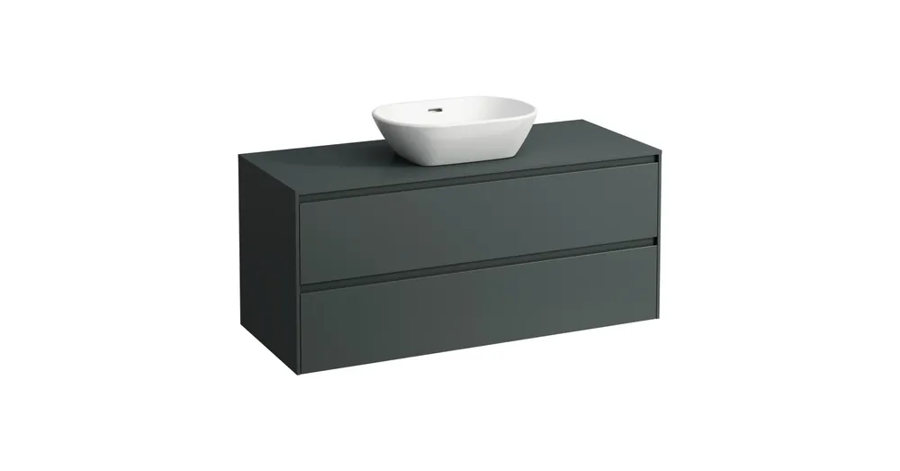 LAUFEN LANI Fiókos elem, 120 cm, 2 fiókkal, kivágással középen, Traffic Szürke H4043311122661 Népszerű