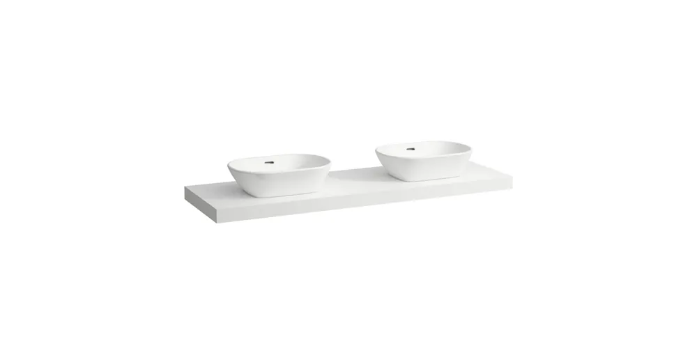 Akció LAUFEN LANI Mosdótartó lap, 160 cm, kivágással jobb és bal oldalon, 65 mm vastag, 3 tartókonzollal, Matt Fehér H4046941122601