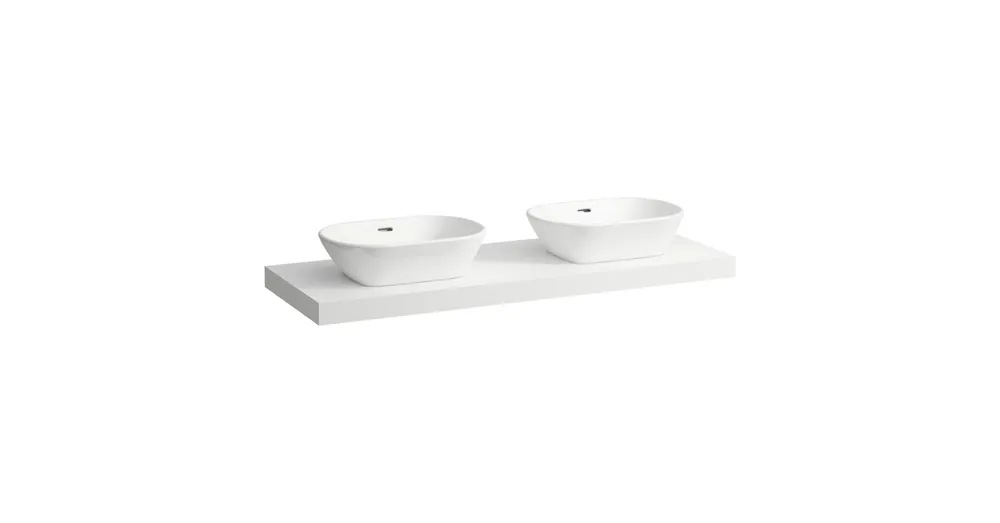 LAUFEN LANI Mosdótartó lap, 140 cm, kivágással jobb és bal oldalon, 65 mm vastag, 3 tartókonzollal, Matt Fehér H4046841122601 Gyors szállítás
