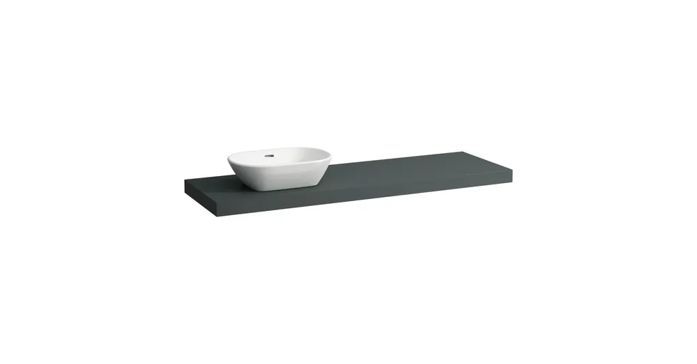 LAUFEN LANI Mosdótartó lap, 160 cm, kivágással bal oldalon, 65 mm vastag, 3 tartókonzollal, Traffic Szürke H4046921122661 Kiárusítás